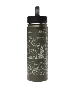 Insulated Water Bottle - Green / Wildlife
