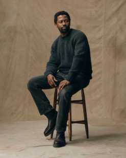 3-gauge Alpaca Blend Sweater - Black Heather