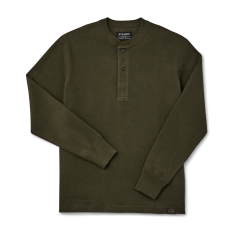 Waffle Knit Henley - Mossy Rock