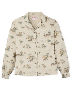 Women's Long Sleeve Twill Camp Shirt - Desert Green / Print