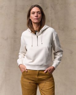 Women's French Terry Half-zip Hoodie - Ivory